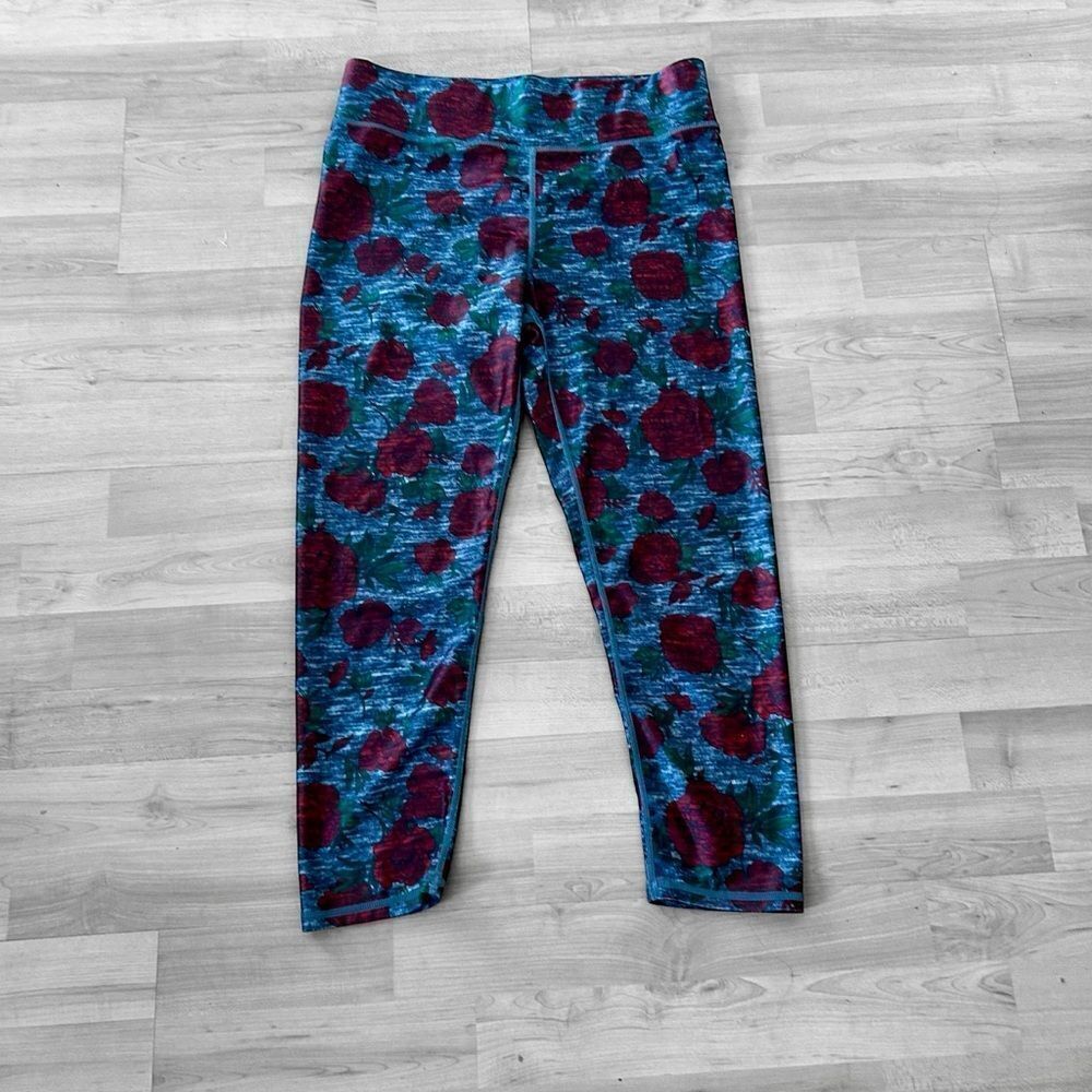 Terez Rose Print Yoga Pants Size Medium